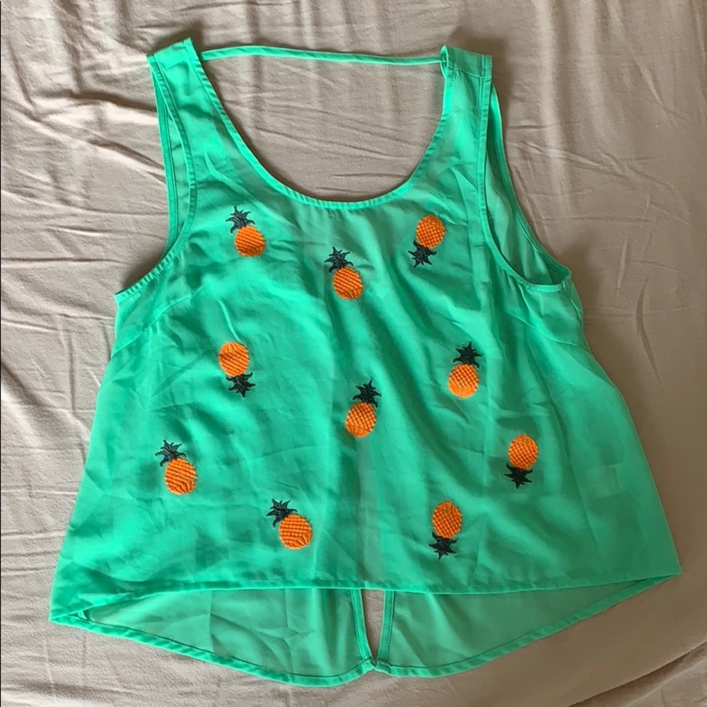 Lush Small Pineapple Print Open Back Tank